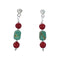 Navajo Sterling Silver Turquoise And Coral Bead Post Dangle Earrings X10355